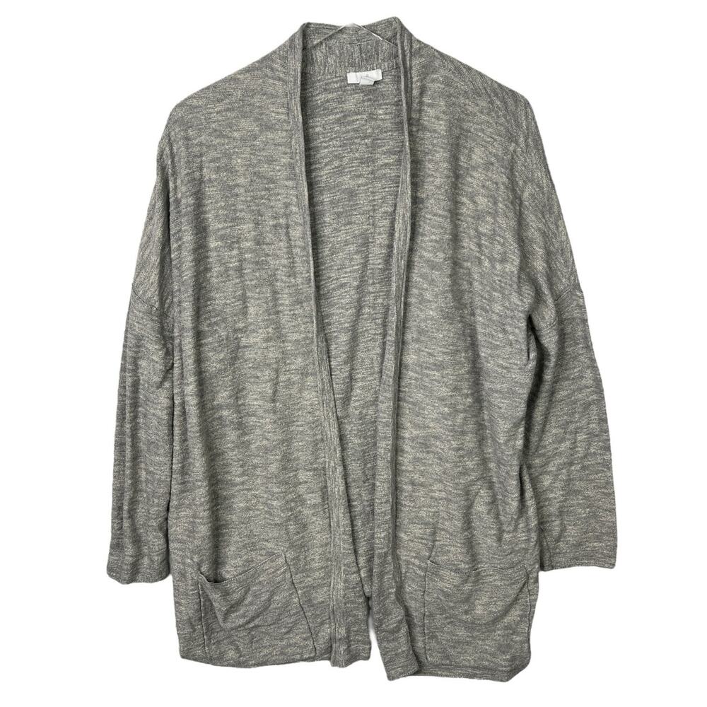 J Jill Open Front Sweater Drape Layering Cardigan Gray Womens XL